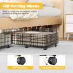 Under Bed Storage with Wheels, 2 Pack Living Room Bedroom Storage Organizers, Large Metal Under Bed Drawer Containers, Black - 图片 2