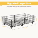 Under Bed Storage with Wheels, 2 Pack Living Room Bedroom Storage Organizers, Large Metal Under Bed Drawer Containers, Black - 图片 3